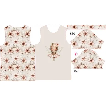 Panel na dětské funkční tričko s krátkým rukávem 164 květinová víla