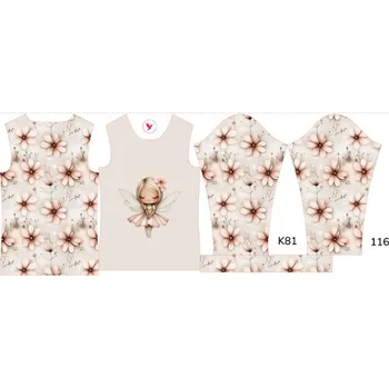 Panel na dětské termo tričko s dlouhým rukávem 116 květinová víla