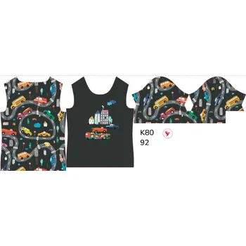 Panel na dětské funkční tričko s krátkým rukávem 92 barevná auta