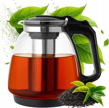 Konvice na čaj SKLENĚNÁ KONVICE S VAŘIČEM VELKÁ NA ČAJ KÁVU VAŘIČ BYLINEK 2200 Ml