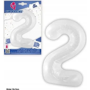 Balónek Ouda Party - 100cm bílý fóliový balónek číslice 2