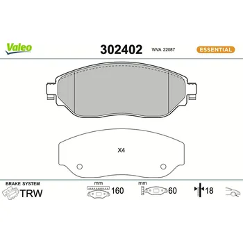 Autodíl Sada brzdových destiček, kotoučová brzda VALEO 302402