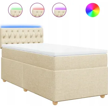 Postel Kontinentální postel s LED, 200 x 100 x 100,5 cm, krémová, s matrací 100 x