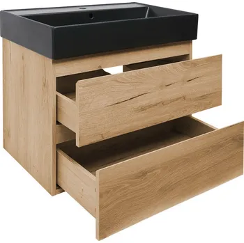 Koupelnový nábytek SAT Koupelnová skříňka 2 zásuvková s umyvadlem SAT B-Way 79x50x45 cm dub mat BWAY280OAKU2BB BWAY280OAKU2BB