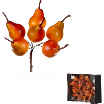 umělá květina Béžové umělé hrušky na drátku - 36 ks pro podzimní dekorace Barva: Oranžová