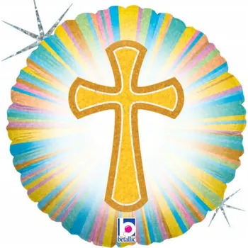 Balónek Fóliový balón Křížek zlatý 46cm