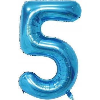 Balónek FÓLIOVÝ BALÓNEK ČÍSLICE 5 PĚT MODRÝ VELKÝ 100cm NAROZENINY HELIUM
