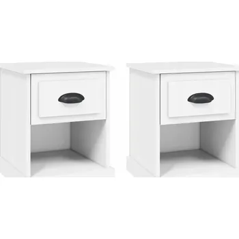 Noční stolek Bílé noční stolky 39 x 39 x 47,5 cm, dřevěný kompozit, 2 ks