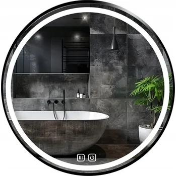 Zrcadlo Zrcadlo 80 cm Kulaté Podsvícené S Rámem Loft Bez Páry