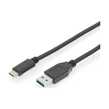 Datový kabel Digitus AK-300146-010-S připojovací, USB typu C, typ C na A M/M, 1m ASSMANN USB Type-C connection cable Type C to A M/M 1.0m full featured Gen2 3A 10GB 3.1 Version CE bl