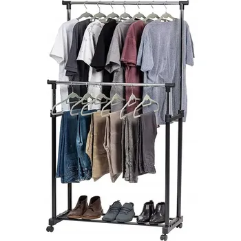 Věšák Stojan SATIS na oblečení z plast, nastavitelný na kolečkách