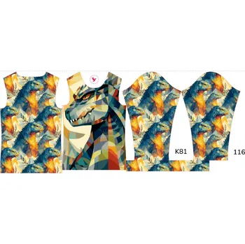 Panel na dětské termo tričko s dlouhým rukávem 116 geometrická godzila