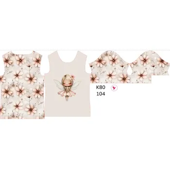Panel na dětské funkční tričko s krátkým rukávem 104 květinová víla