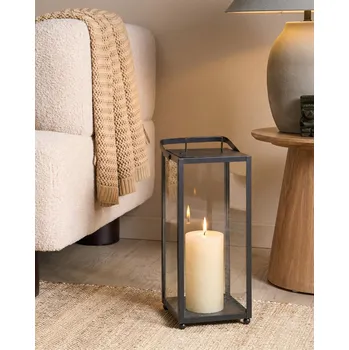 Svícen Lucerna kovové černá 41 cm minimalistická industriální design dekorativní prvek Beliani