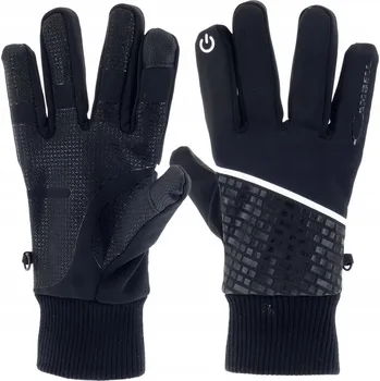 Rukavice SOFTSHELLOVÉ RUKAVICE NA LYŽE KOLO PROCHÁZKY S DOTYKOVOU VRSTVOU PRO TELEFONY ČERNÉ XL
