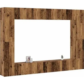 Obývací stěna vidaXL Sada 8 kusů nástěnné TV skříňka kompozitní dřevo [3328978] Barva: Staré dřevo