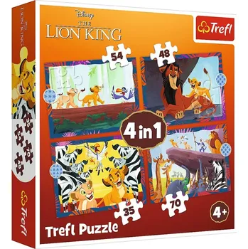 Puzzle Puzzle Odvážný Lví král 4v1 (35, 48, 54, 70 dílků)