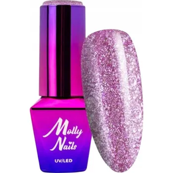 Lak na nehty Hybridní lak na nehty MOLLYNAILS 8 g Luxury Glam Shimmy Violet Č. 543