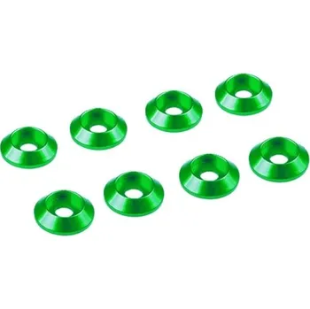 RC vybavení 3 mm. hliníkové kuželové podložky zelené, 8 ks. Ultimate Racing - RC_322366
