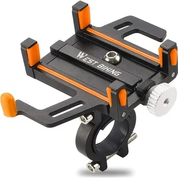 WEST BIKING Držák telefonu na řidítka kola z hliníkové slitiny NO SIZE ORANŽOVÁ