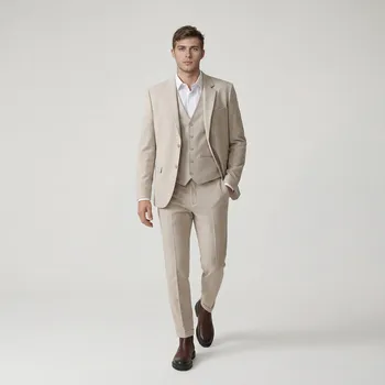 Pánské sako Reserved - Sako regular s příměsí viskózy - béžová - ZI520-08M - ZI520-08M-52