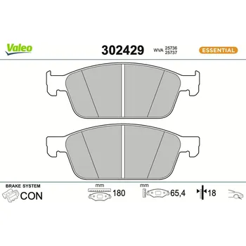 Brzdová destička Sada brzdových destiček, kotoučová brzda VALEO 302429