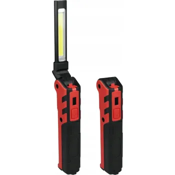 Svítilna Červená LED dílenská svítilna skládací COB pracovní lampa nabíjecí IP44