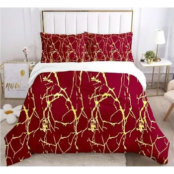 Povlečení Povlak na přikrývku 135x200 cm a dva polštáře 50x75 cm, sada červeno-žlutá