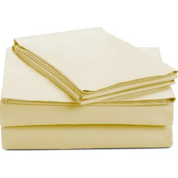 Prostěradlo PROSTĚRADLO BEZ GUMY MĚKKÉ BAVLNĚNÉ SATÉNOVÉ 120X200CM ŽLUTÉ