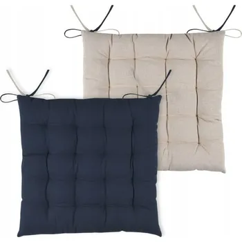 Polštář POLŠTÁŘ NA ŽIDLI S VAZÁNÍM BAVLNĚNÝ ČTVERCOVÝ 40 x 40 cm TMAVĚ MODRÝ (GRANÁTOVÁ)