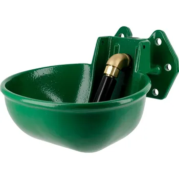 napáječka pro hospodářská zvířata Železná misková napáječka s trubkovým ventilem, pro skot a koně, 2,5 l, olivová