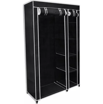Šatní skříň Skládací černá skříň 110 x 45 x 175 cm z textilie a ocelových trubek