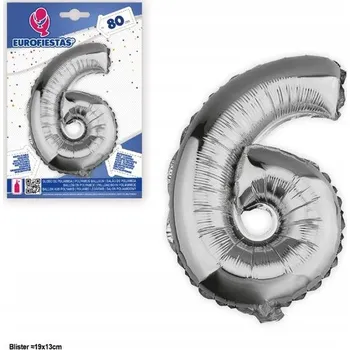 Balónek Ouda Party - 34palcový stříbrný balónek ve tvaru číslice 6