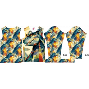 Panel na dětské termo tričko s dlouhým rukávem 122 geometrická godzila