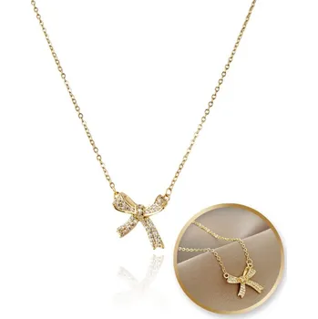 Náhrdelník Flamenco Mystique Náhrdelník z ušlechtilého zlata 14k s pozlacením KOKARDA zirkony NST2166