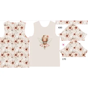 Panely na dětské funkční tričko s krátkým rukávem 170 květinová víla