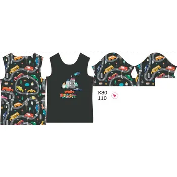 Panel na dětské funkční tričko s krátkým rukávem 110 barevná auta