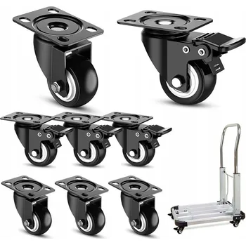 Pojezdové kolečko SADA POJÍZDNÝCH KOLEČEK OTOČNÁ GUMOVÁ NÁBYTKOVÁ KOLEČKA BRZDA + BEZ BRZDY 8 X