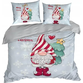 Povlečení Sada povlečení 220X200 šedá s potiskem skřítka Eurofirany