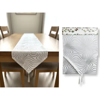 Vánoční dekorace Bieżnik, šerpa na vánoční stůl, vánoční VLNY 180x35 cm STŘÍBRNÁ