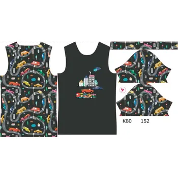 Panel na dětské funkční tričko s krátkým rukávem 152 barevná auta