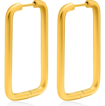 Šperk Výrazné obdélníkové náušnice z pozlacené oceli VAAXF546G Troli