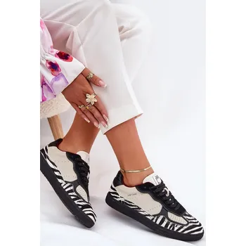 Dámské tenisky Dámské sneakers Daniel Lopez Just Dare se zebřím vzorem – béžové Velikost: 39