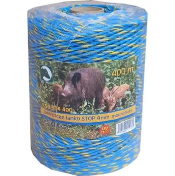 Pro koně Vodivé lanko pro elektrický ohradník STOP 4mm modrožluté 400m - doprava zdarma od 2 000 Kč