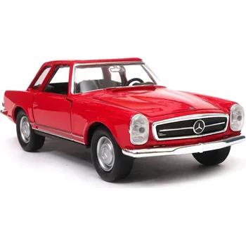 autíčko Kovová pružina Mercedes-Benz 230 SL 1963, měřítko 1:34-39 model WELLY červená