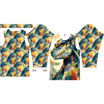 Panel na dětské termo tričko s dlouhým rukávem 164 geometrická godzila