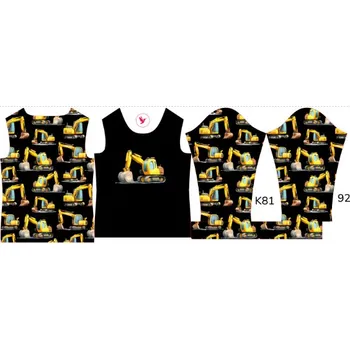 Panel na dětské termo tričko s dlouhým rukávem 92 bagry černé