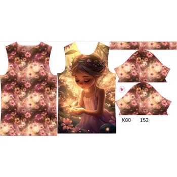 Panel na dětské funkční tričko s krátkým rukávem 152 víla září