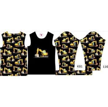 Panel na dětské termo tričko s dlouhým rukávem 116 bagry černé