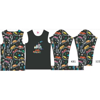 Panel na dětské termo tričko s dlouhým rukávem 122 barevná auta